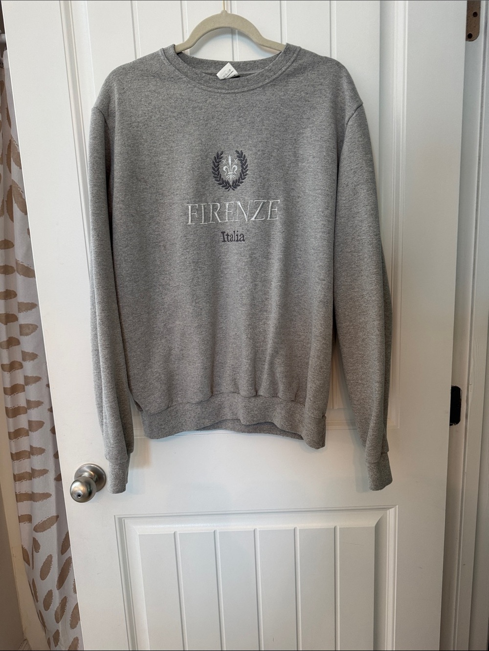 Embroidered Gray Crewneck Sweater